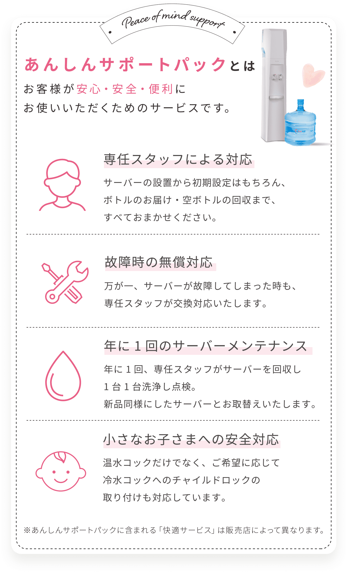 あんしんサポートパックとはお客様が安心・安全・便利にお使いいただくためのサービスです。